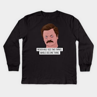 Ron Swanson - Whole Ass Kids Long Sleeve T-Shirt